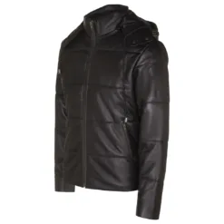 Infinity Men's Hood Jacket Leather Black Brown
