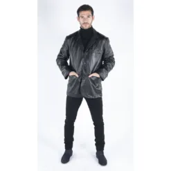 Infinity Men's Real Leather Jacket Black Brown Blazer Coat