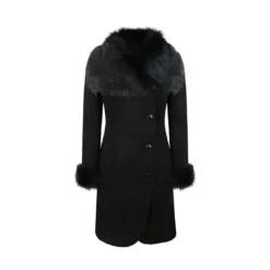 Infinity Milly Women's 3/4 Sheepskin Coat Black Suede Merino