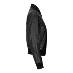 Infinity Varsity Women's Leather Bomber Jacket Leather Black