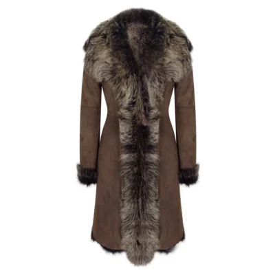 Women’s Gold Brown 3/4 Length Toscana Sheepskin Coat