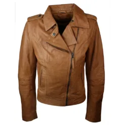 Infinity Women's Leather Brown Slim Fit Leather Jacket