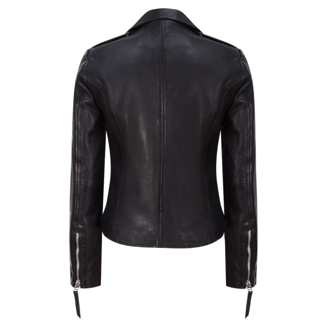 Infinity Women's Leather Jacket Biker Black Leather