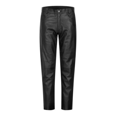 Women’s Leather Jeans Trousers Elasticated Casual Retro 1980s Vintage Black