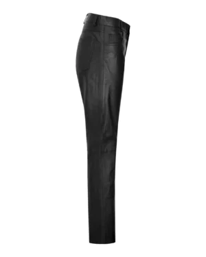 Women’s Leather Jeans Trousers Elasticated Casual Retro 1980s Vintage Black