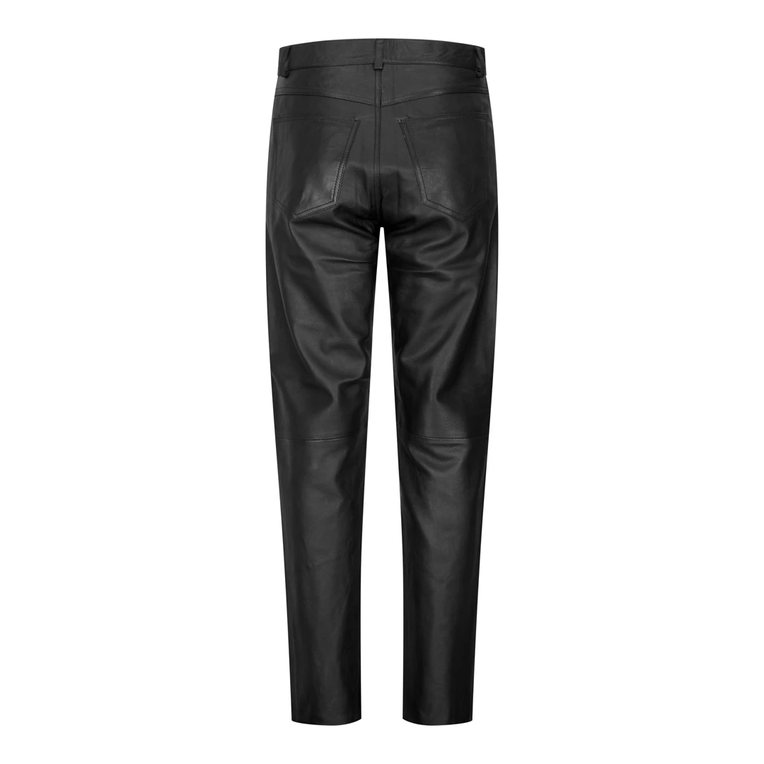 Infinity Women's Napa Leather Jeans Trousers Black