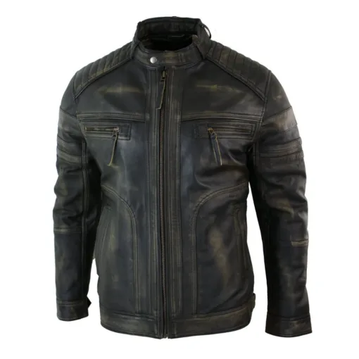 Infinity b73 Men's Black Brown Biker Leather Jacket