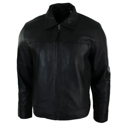 Infinity g500 Men's Zipped Real Leather Jacket Black