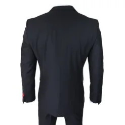 Knighthood Men's Black 3 Piece Slim Fit 2 Button Suit