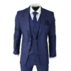 Knighthood Men's Navy Blue 3 Piece Slim Fit Wedding Suit