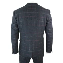 Marc Darcy Eton Men's Navy Herringbone Tweed 3 Piece Suit
