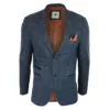 Marc Darcy Scott Men's Blue Check Blazer Tweed Blue Velvet