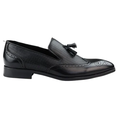 Men’s Moccasin Loafers Shoes Leather Tassel Smart Formal Black Brown