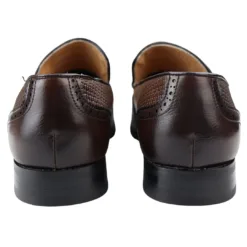 Men's Moccasin Loafers Leather Tassel Trim Black