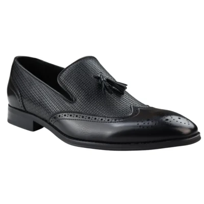 Men’s Moccasin Loafers Shoes Leather Tassel Smart Formal Black Brown