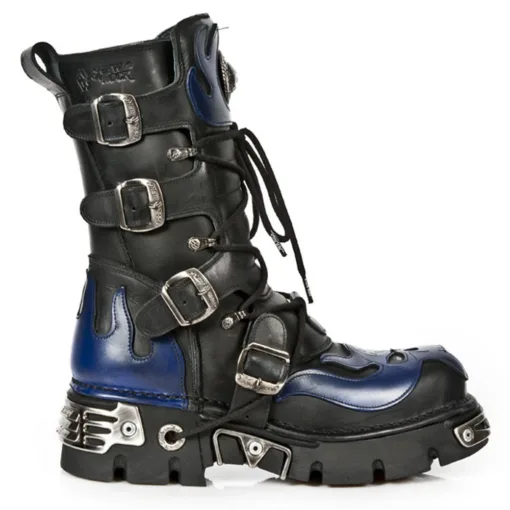 New Rock 107-C5 Unisex Boots Black Blue Leather