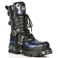 New Rock 107-C5 Unisex Boots Black Blue Leather