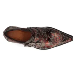 New Rock 7960-S5 Black Red Flower Leather Paisley Shoes