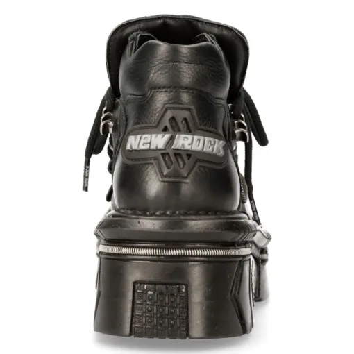 New Rock M-215-S6 Metallic Black Leather Techno Biker Boots
