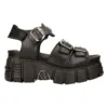 New Rock M-BIOS101-C2 Metallic Black Leather Sandal Boots
