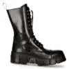 New Rock M-WALL127N-C1 Black Leather Mid-Calf Tower Boots