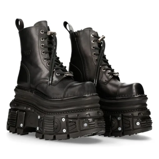 New Rock MILI083CCT-C4 Metallic Black Leather Military