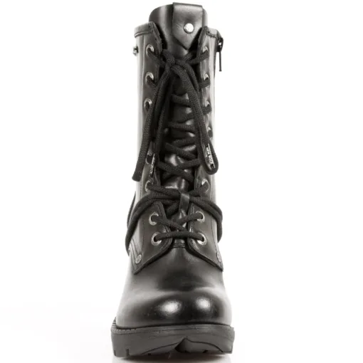 New Rock TR001-S1 Women's Trail Black Leather Lace Boots