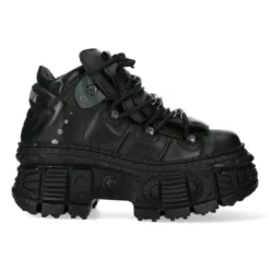 New Rock WALL106-S12 Boots Metallic Black Leather Platform