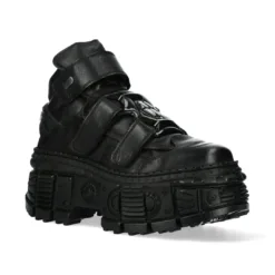 New Rock WALL285-S2 Boots Punk Metallic Black Leather