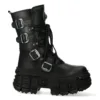 New Rock WALL373-S5 Boots Metallic Black Leather Platform