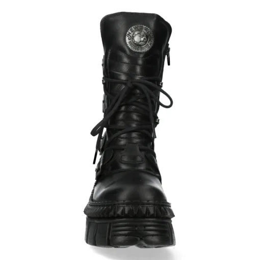New Rock WALL373-S6 Boots Metallic Black Leather Platform