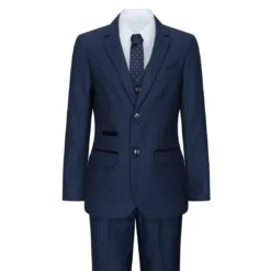 Paul Andrew Arthur Boys Navy Blue 3 Piece Tweed 1920s Suit