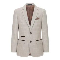 Paul Andrew Holland Boys Check Tweed Beige Brown 3 Piece Suit