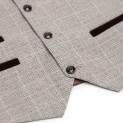 Paul Andrew Holland Boys Check Tweed Beige Brown 3 Piece Suit