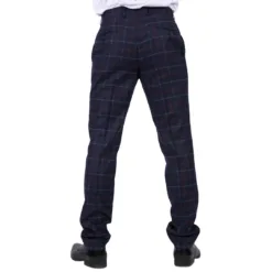 Paul Andrew Kenneth Men's Trousers Tweed Check Blue Navy
