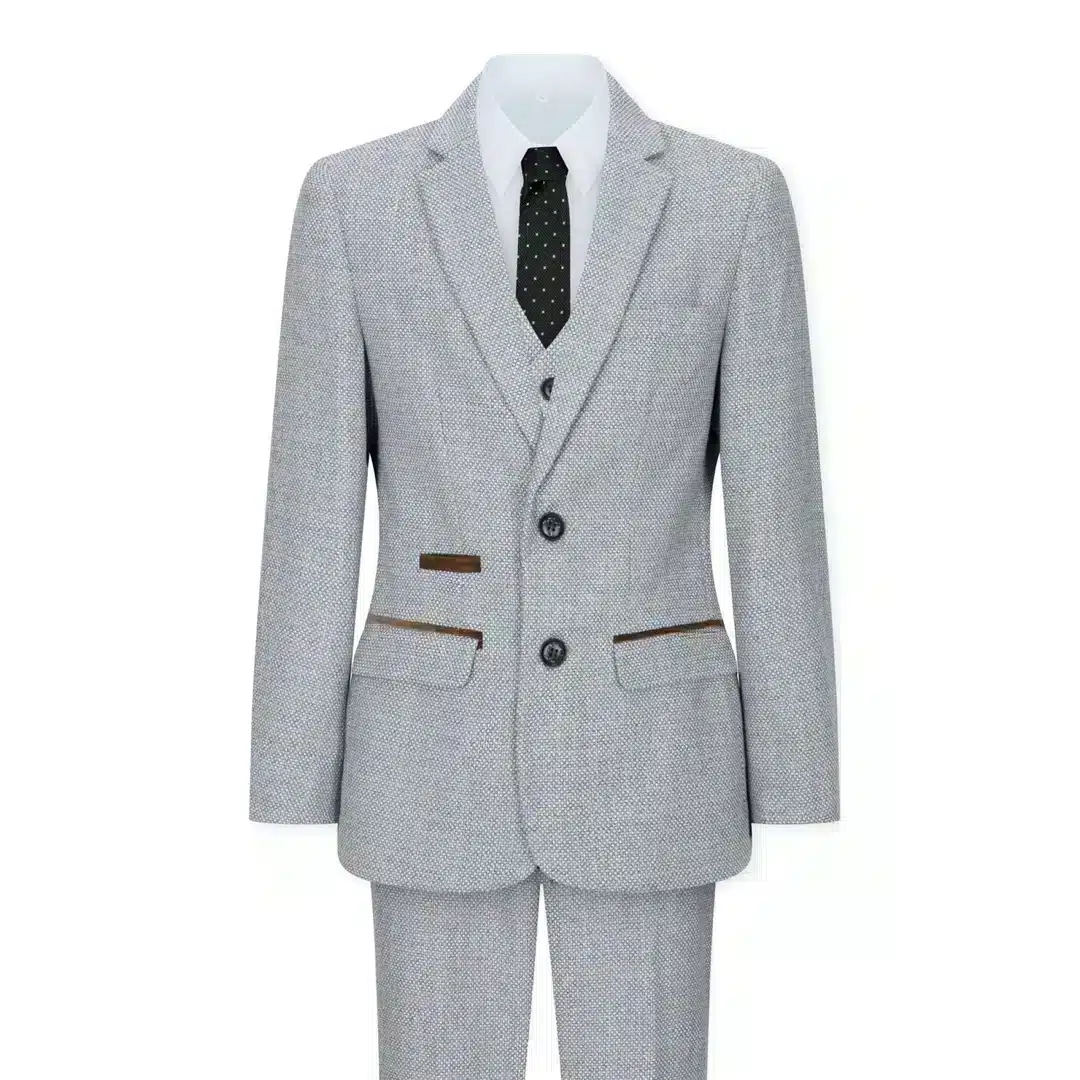 Paul Andrew Ralph Boys 3 Piece Cream Beige Tweed Check Suit