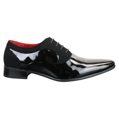 Men Patent Shiny Suede Leather Shoes Smart Formal Laced