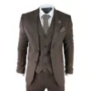 TruClothing AK-06 Men's Herringbone Tweed 3 Piece Brown Suit