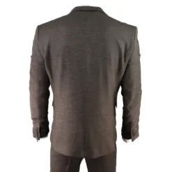 TruClothing AK-06 Men's Herringbone Tweed 3 Piece Brown Suit