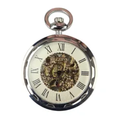 TruClothing Automatic Mechanical Pocket Watch Black Silver