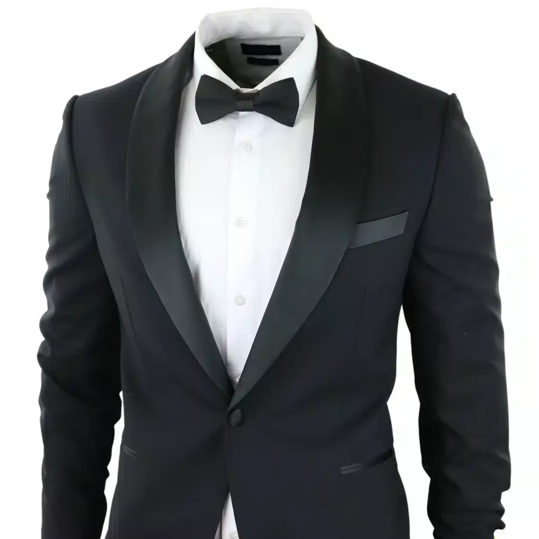 TruClothing Men Black Shawl Wool Tuxedo Suit Formal Bond