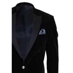 TruClothing Men's Black Velvet Jacket Blazer Waistcoat
