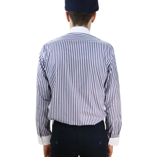 TruClothing Men's Penny Button Shirt Round Collar Stripe