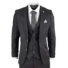TruClothing STZ14 Men's Wool 3 Piece Tweed Black Suit