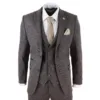 TruClothing STZ17 Mens Wool 3 Piece Check Tweed Brown Suit