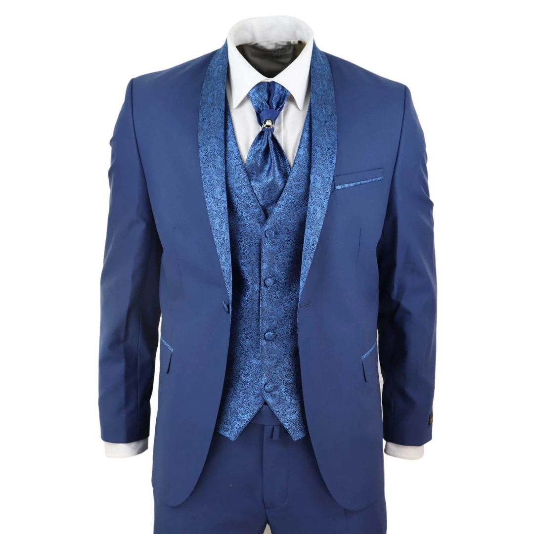 TruClothing Sal-yaica Men's 4 Piece Groom Blue Suit