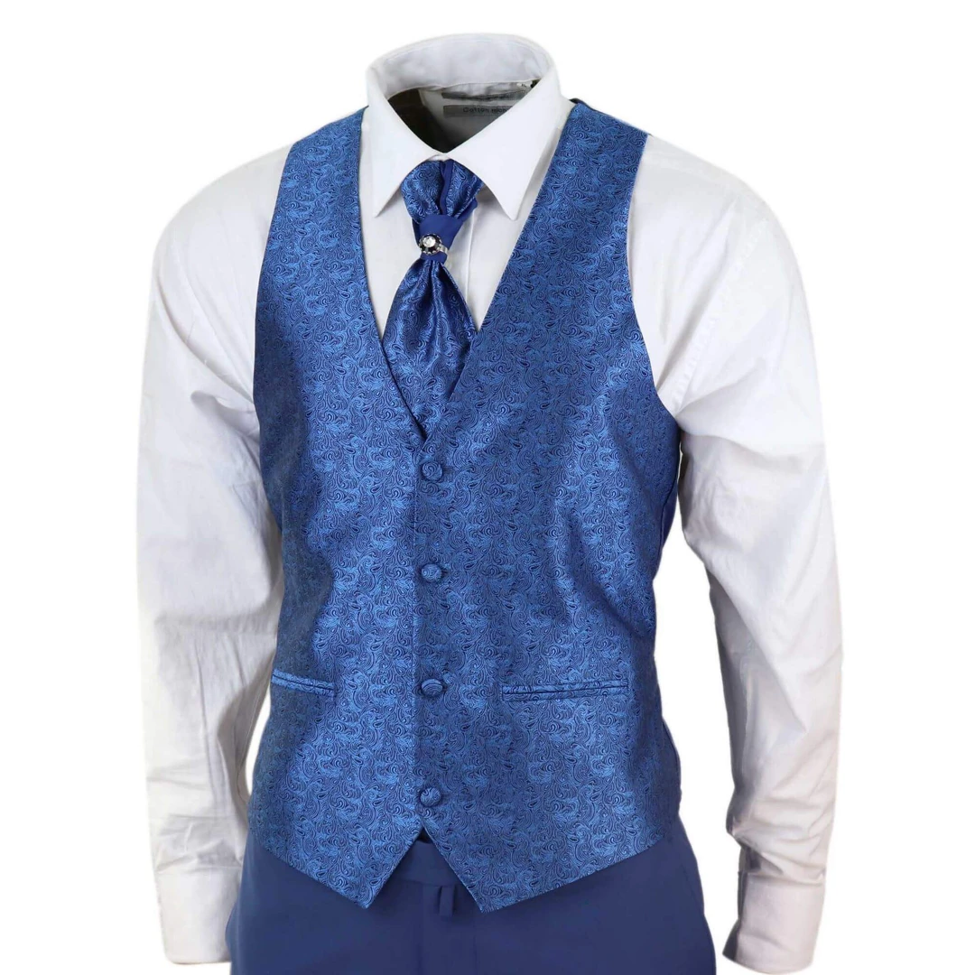 TruClothing Sal-yaica Men's 4 Piece Groom Blue Suit