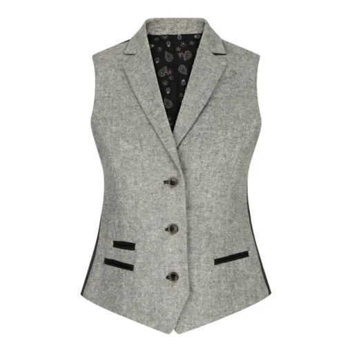 TruClothing Womens Tweed Grey Black Jacket Elbow Patch