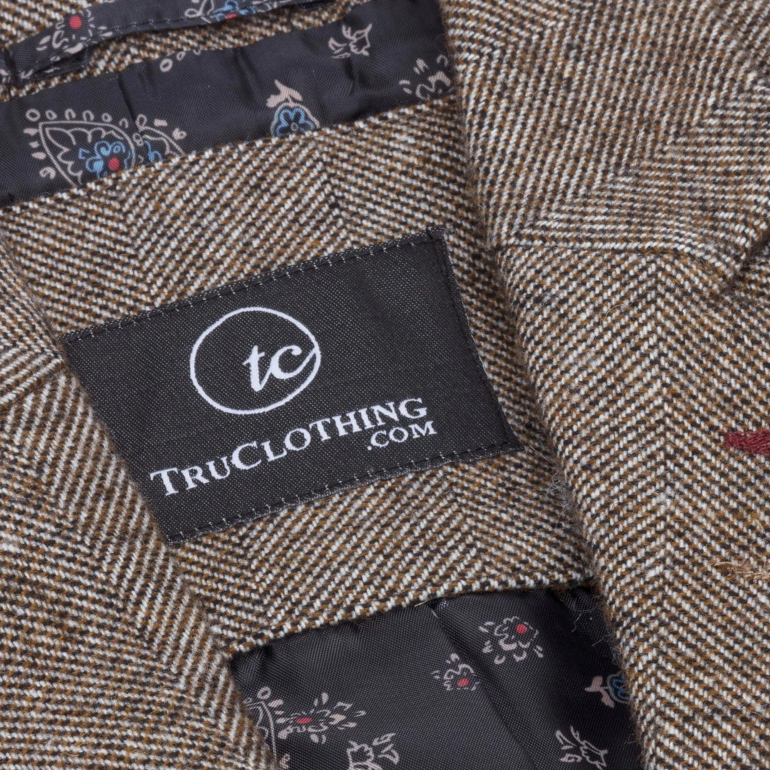 TruClothing Women's Tweed Jacket Elbow Patch Brown Tan