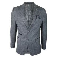 TruClothing stz11 Men's Grey Jacket Tweed Wool 1920s